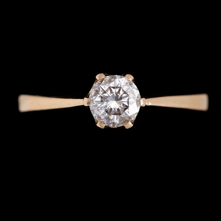 RING, 18K guld, briljantslipad diamant ca 0,75 ct.