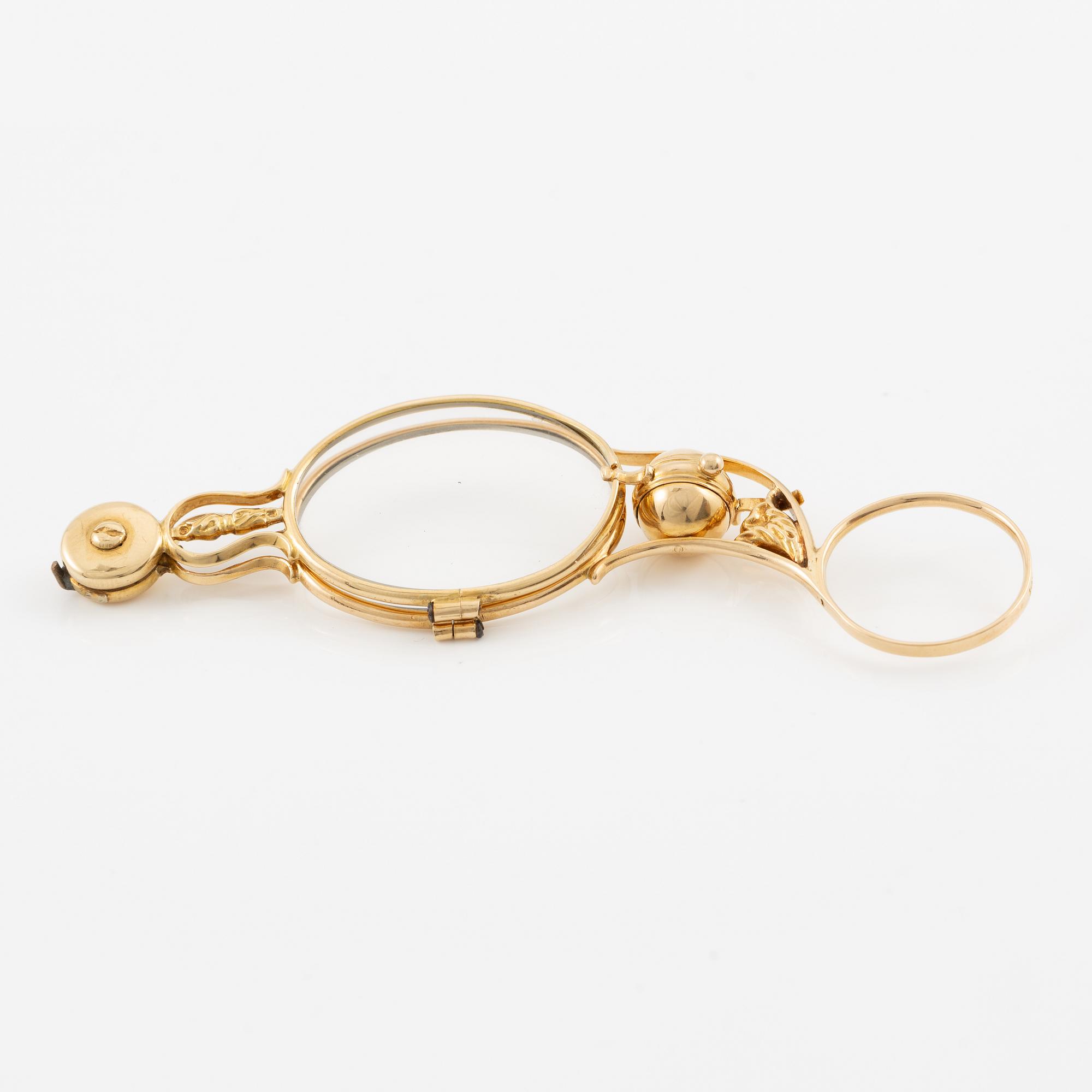 Lorngette, 18K gold with glass.