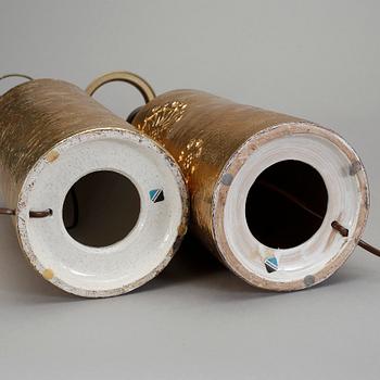 BORDSLAMPOR, 2 st snarlika, keramik, Bitossi, Bergboms, 1900-talets andra hälft.