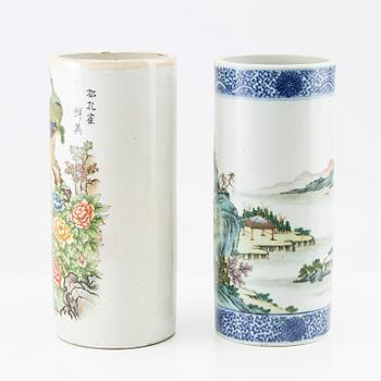 Two Chinese brush vases, 20th century.