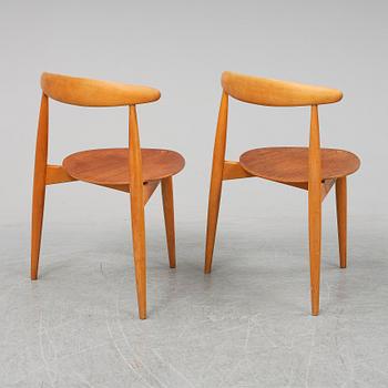 HANS J WEGNER, "Hjerte- set", matbord med sex stolar, Fritz Hansen, Danmark 1950-tal.