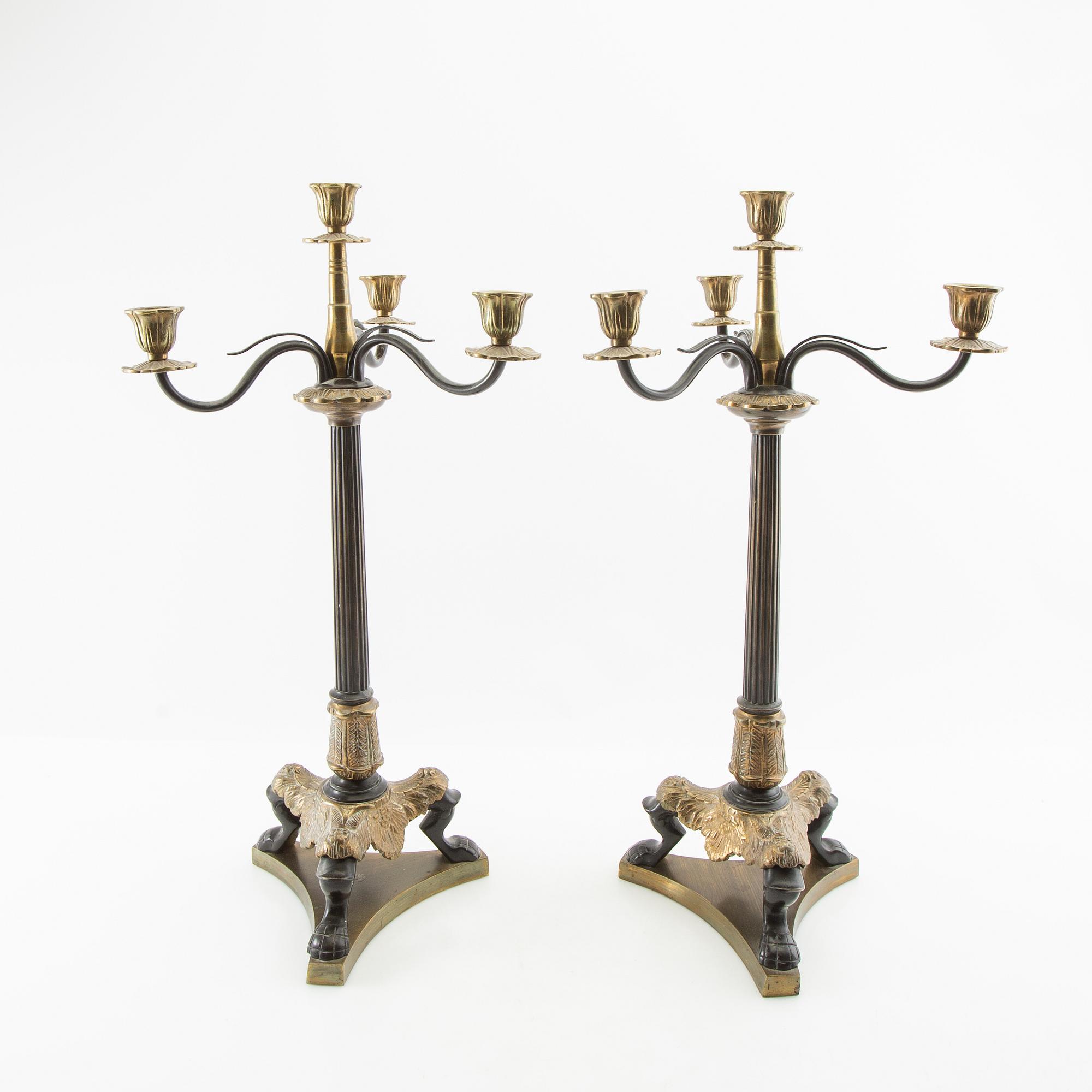 Kandelabrar ett par Empire-stil omkring 1900.
