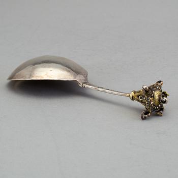 A Swedish 18th century parcel-gilt spoon, mark of Casimir Friedrich Meidt, Karlskrona (1712-1723(-44)).