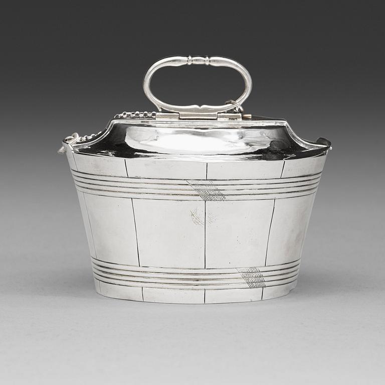 JOHAN PETTERSSON BERG, Norrköping 1759, smörtina, silver.