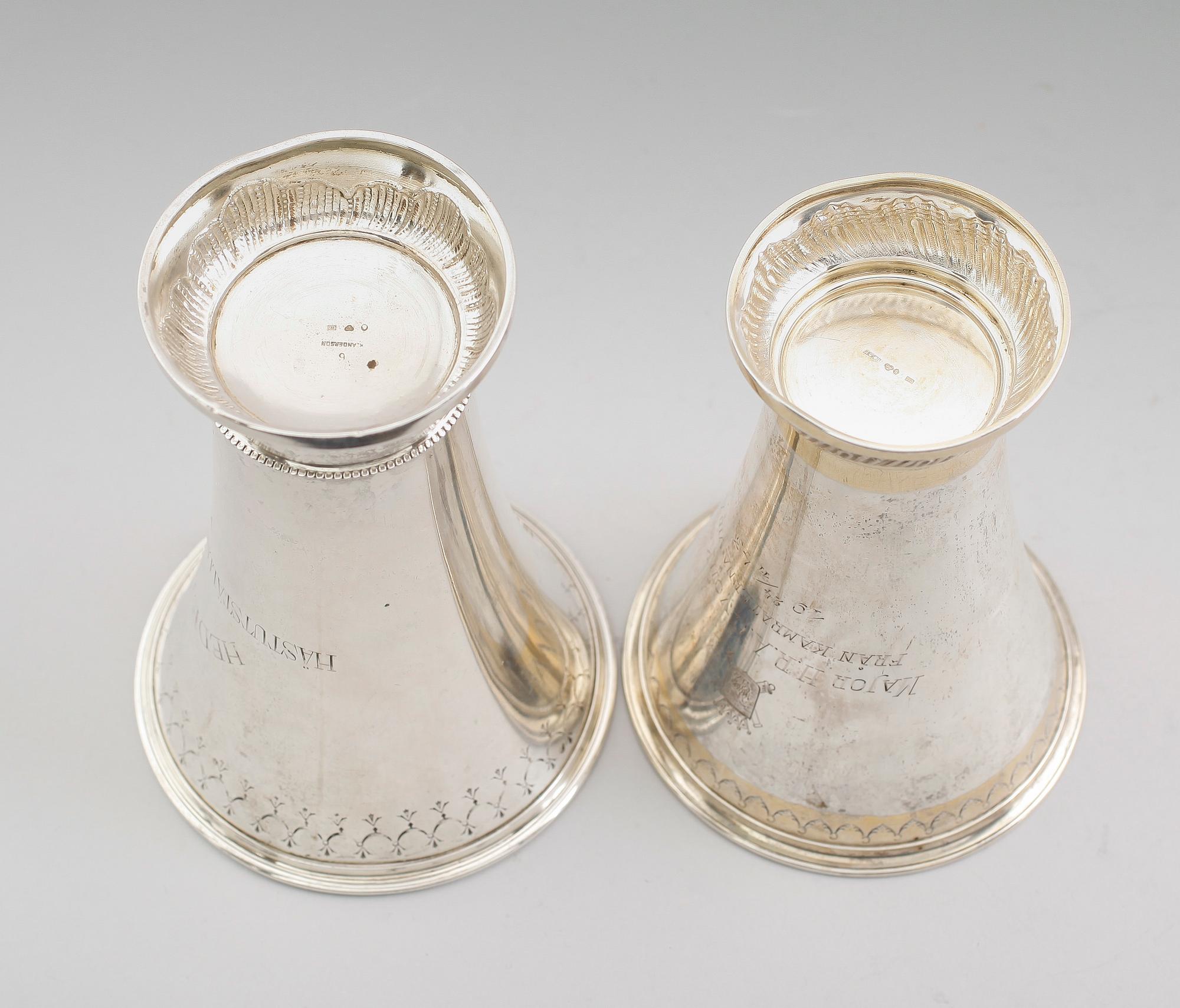 BÄGARE, 2 st, silver, svenska stämplar, 1900-tal. Vikt ca 395 gram.