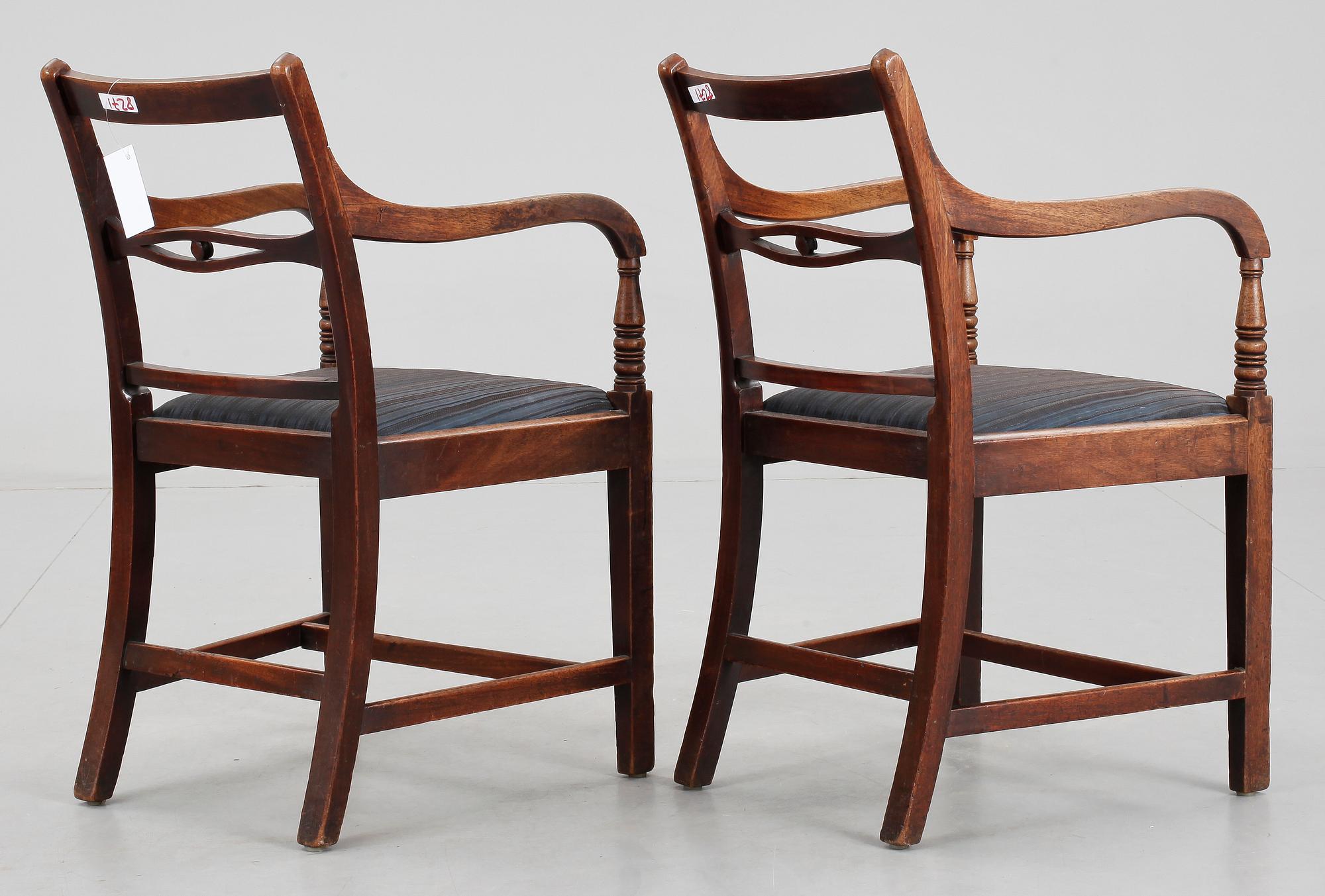 KARMSTOLAR, ett par, regency, England, 1800-talets första hälft.