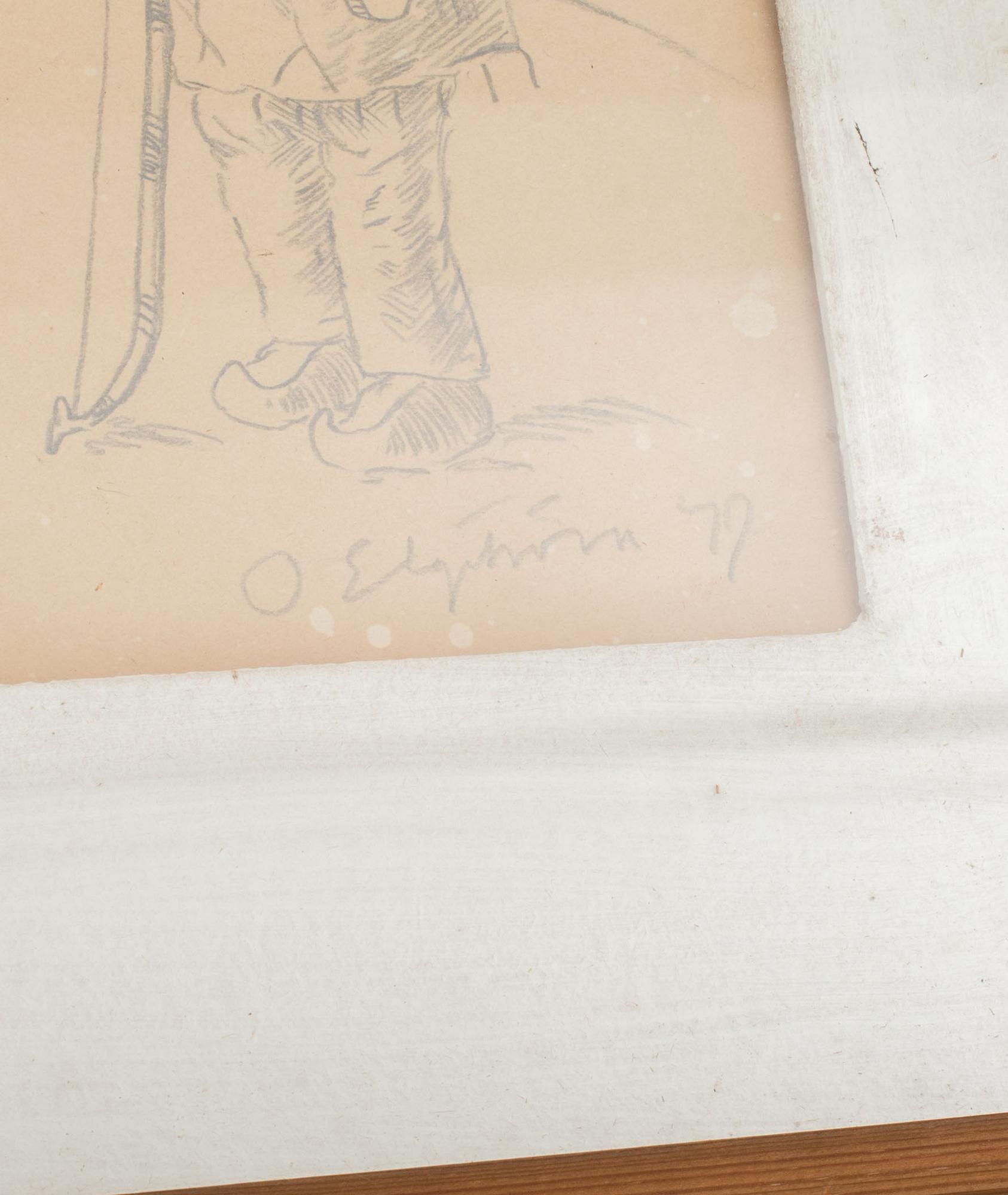 OSSIAN ELGSTRÖM, 6st. blyertsteckningar. Signerade och daterade.