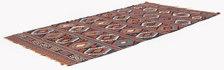 An antique Shahsavan kilim, Northwest Persia, c. 328 x 164 cm.