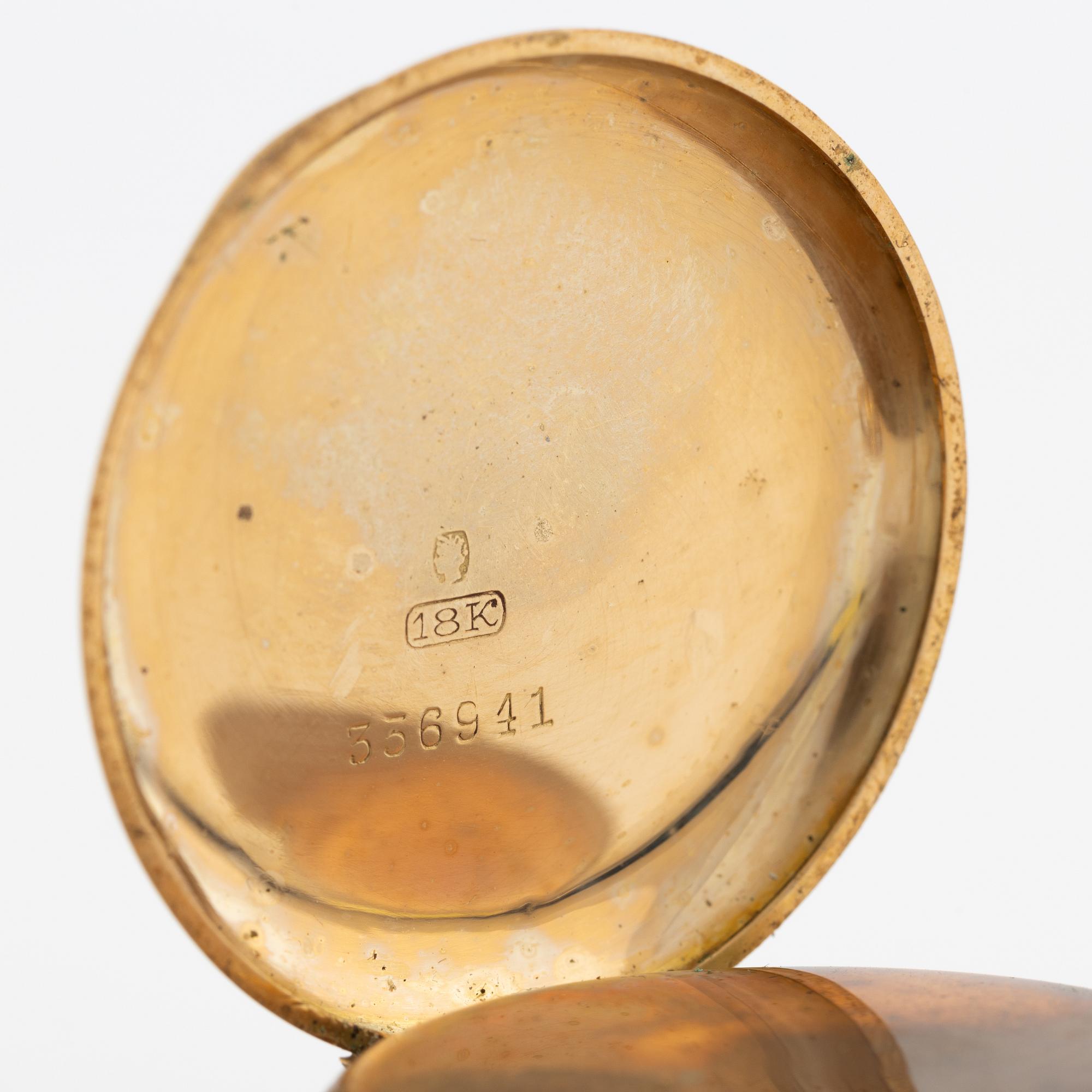 Pocket watch, 18K gold, 33 mm.