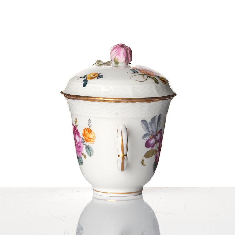 A Vienna trembleuse chocholate cup with cover, 18th Century.