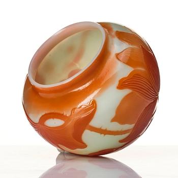 Emile Gallé, a "firepolished" cameo glass vase, Nancy, France, dated 1900.