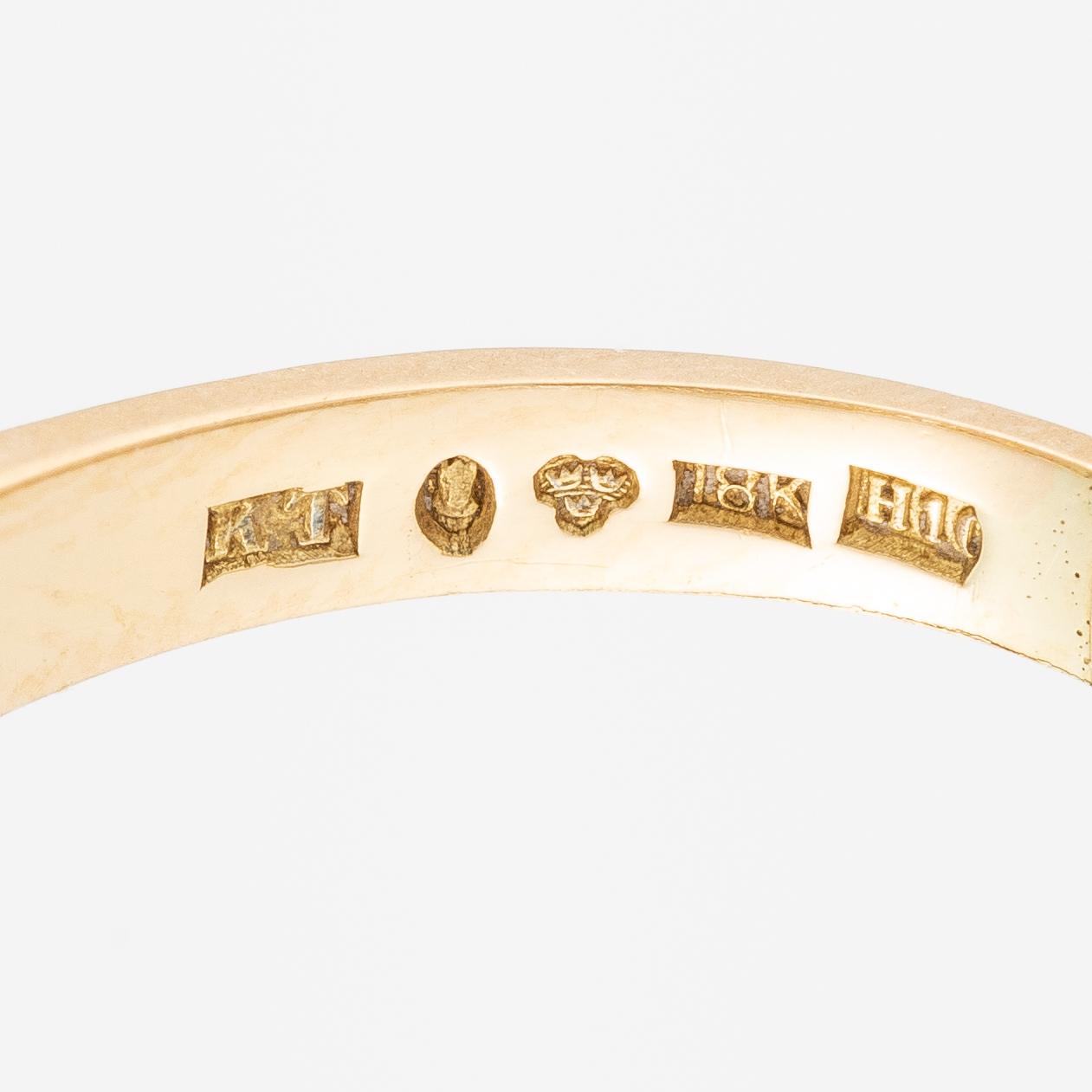 Alliance ring, half alliance, 18K gold with diamonds.