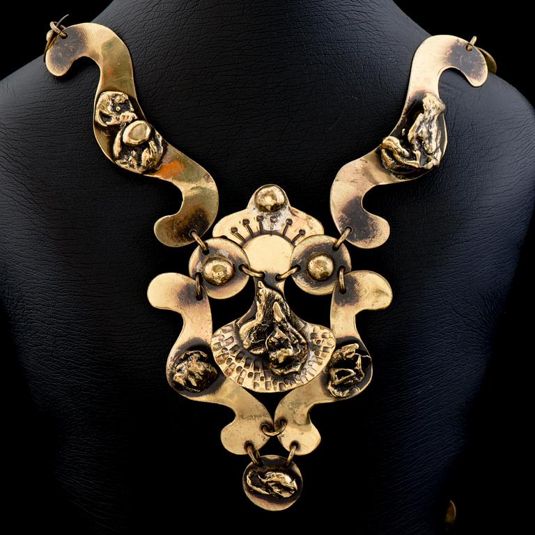 SEPPO TAMMINEN, NECKLACE, brass, 1970s.