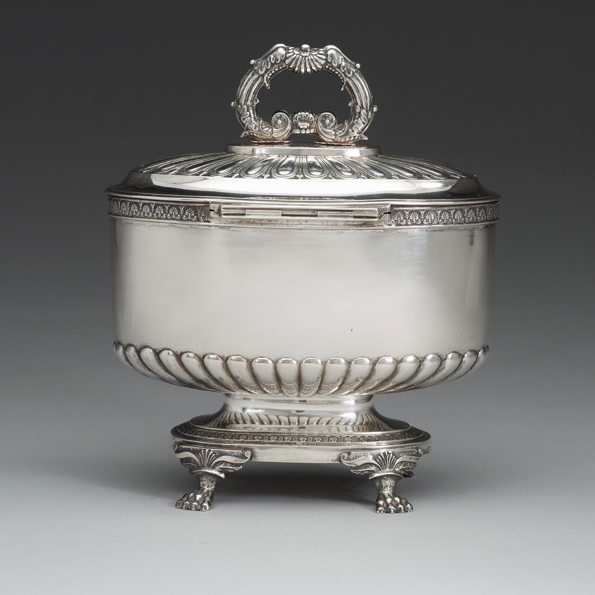 A Swedish 19th century silver sugar-casket, marks of Anders Lundqvist, Stockholm 1831.