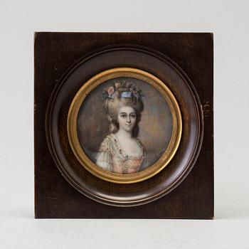 A portrait miniature, unidentified signature Naudier?, late 18th Century.