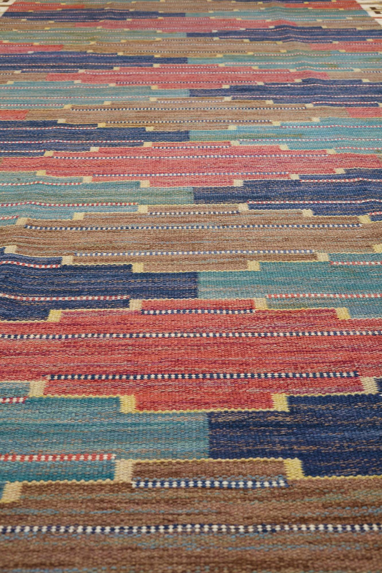 Märta Måås-Fjetterström, a carpet, "Blå heden", flat weave, ca 424-426 x 200,5-203 cm, signed AB MMF.