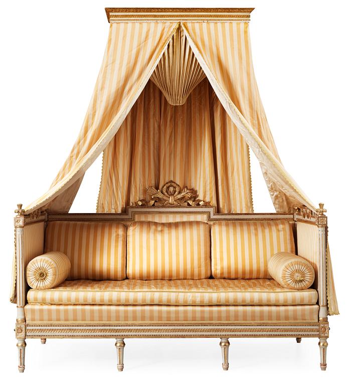 A Gustavian late 18th Century bed and canopy.