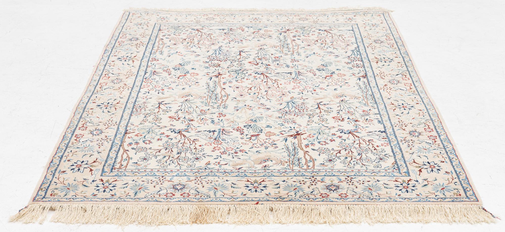 Matta, Nain, part silk, figural, ca. 165 x 110 cm.