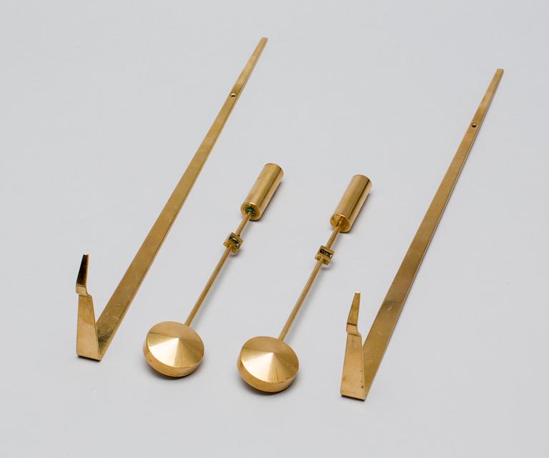 VÄGGLJUSTAKAR, ett par, mässing, Pierre Forsell, Skultuna, 1900-talets andra hälft.