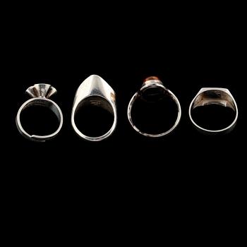 RINGAR, 4 st, silver, delvis Alton Falköping. Vikt 23,9 g.