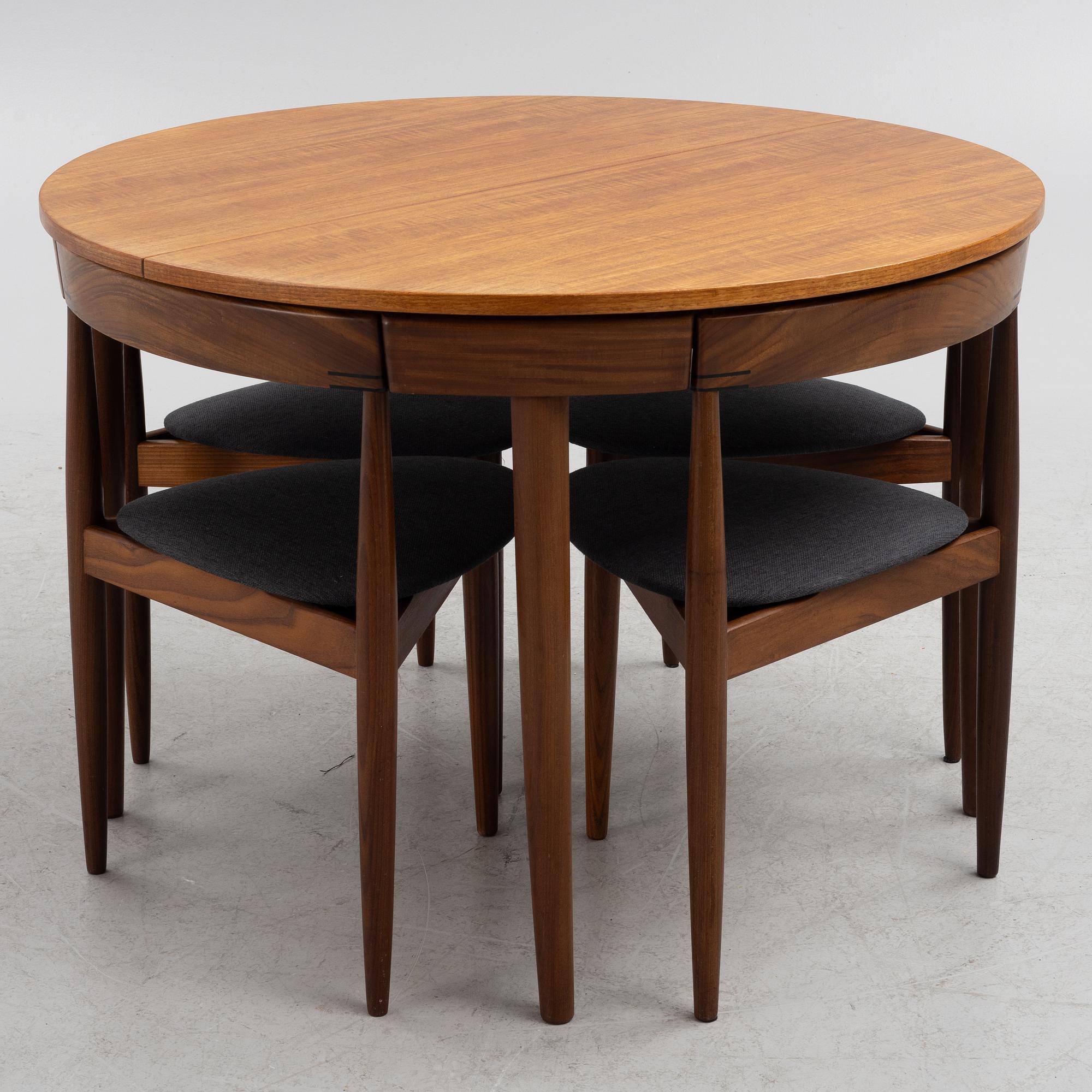 Hans Olsen, dining table and chairs, 4 pcs, Frem Røjle, Denmark, 1950s.
