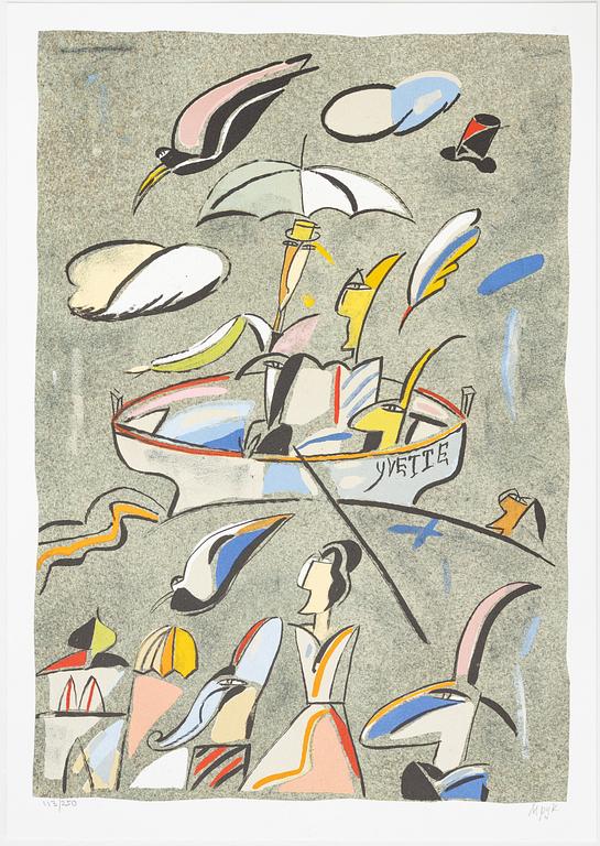 Madeleine Pyk, "Tusen dagar och en dröm", portfolio with 4 lithographs in colours and a book.