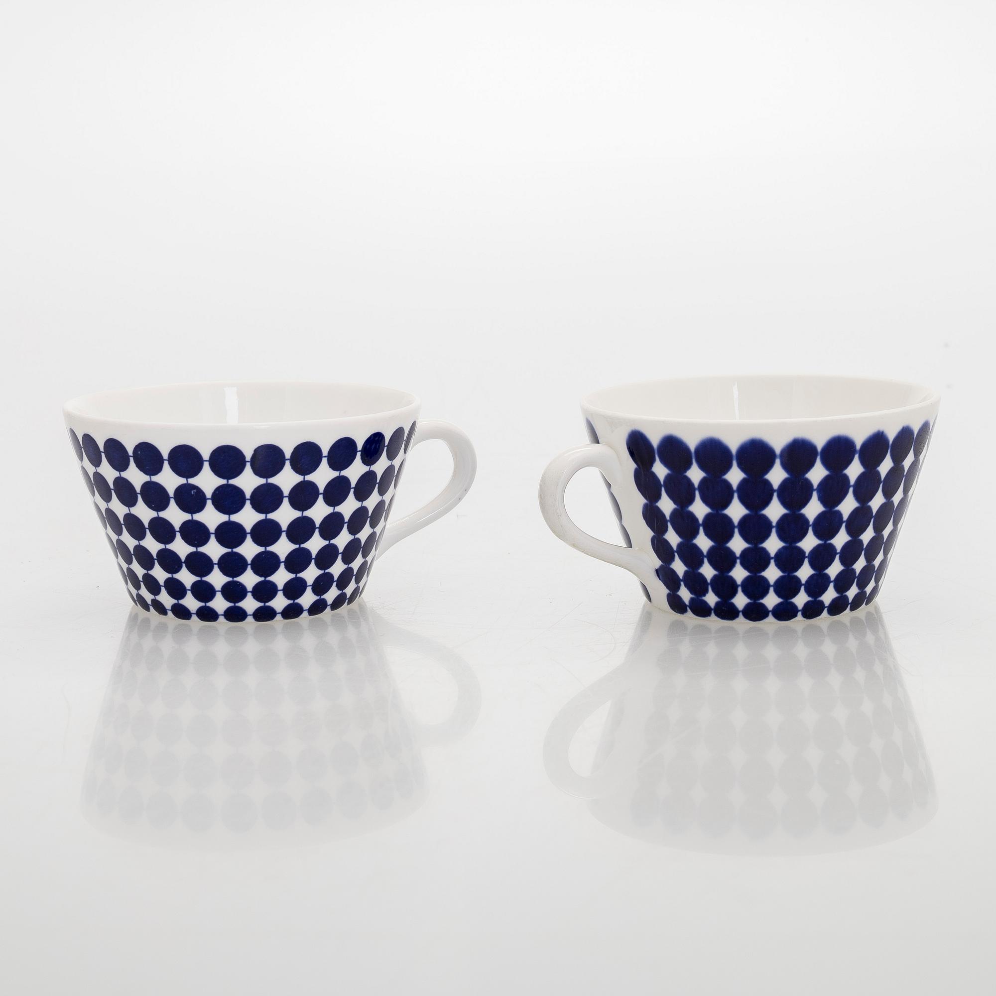 Stig Lindberg, Astiaston osia, 14 kpl, "Adam", luuposliinia Gustavsberg, Ruotsi, 1900-luvun puoliväli.