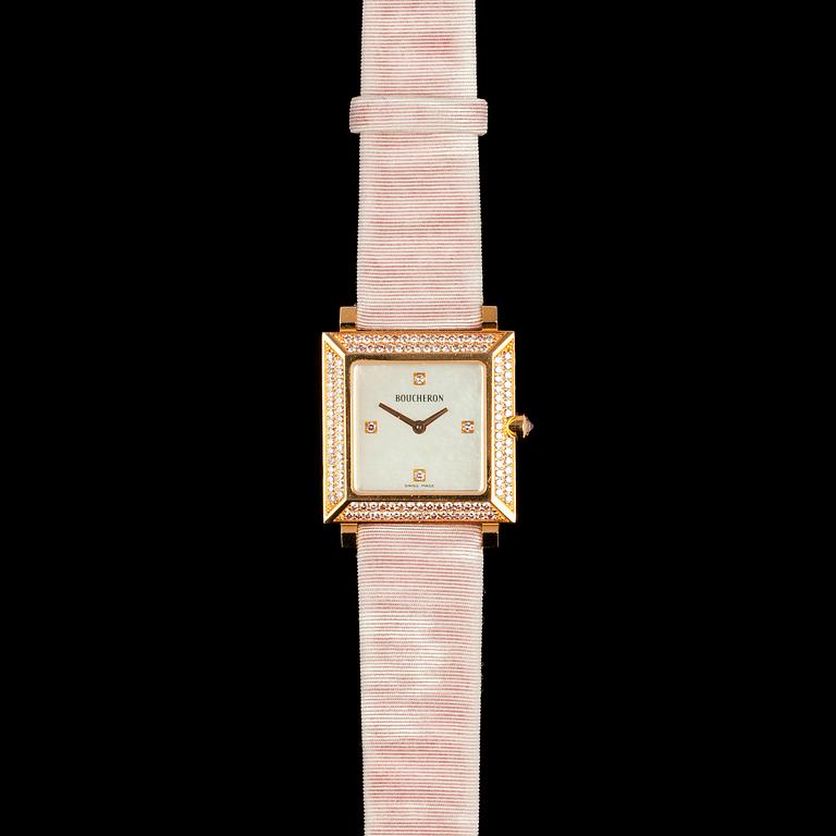 ARMBANDSUR, Boucheron, rosa guld med 122 rosa briljantslipade diamanter, tot 0.72 ct.