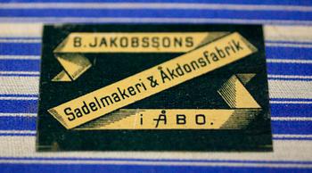 RESEKOFFERT, B. Jakobssons Sadelmakeri & Åkdomsfabrik i Åbo. 1900-talets början.