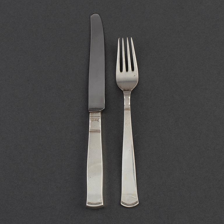 JACOB ÄNGMAN, 24 psc silver cutlery 'Rosenholm', GAB Stockholm.