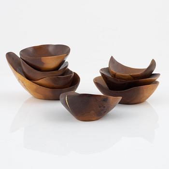 Magnus Ek, a set of eight maple wood bowls for Oaxen Krog.
