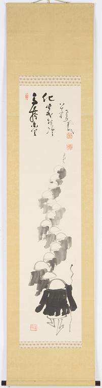 Procession of Monks, by Nakahara NANTENBO (1839-1925).