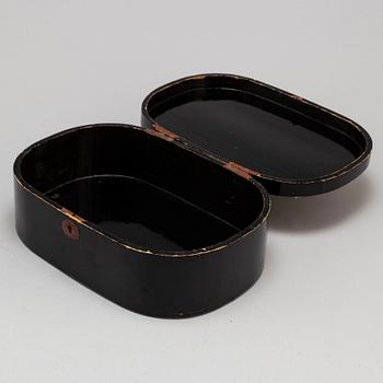 A Japanese tray and lidded box, lacquer, Meiji (1868-1912).