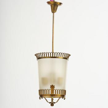 Swedish Grace, a brass and glass lamp, 1920s-40s.