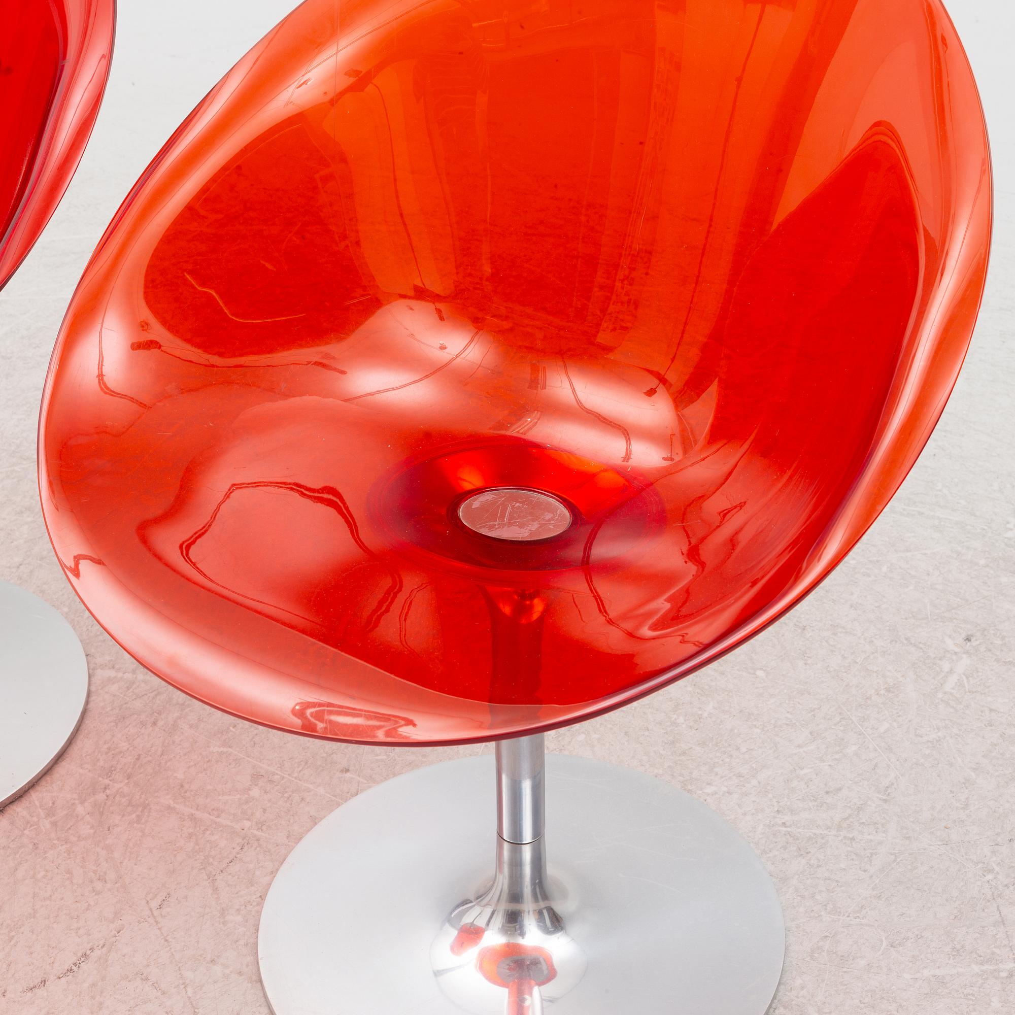 Philippe Starck, a pair of 'Eros' swiwel chairs, for Kartell.