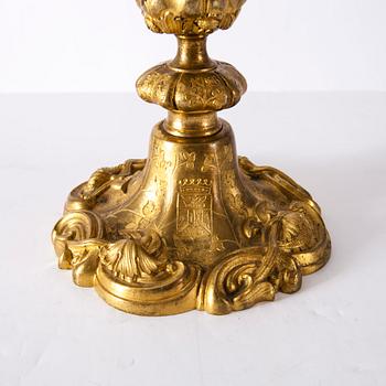 LJUSSTAKE, förgylld brons, 1800-talets senare hälft.