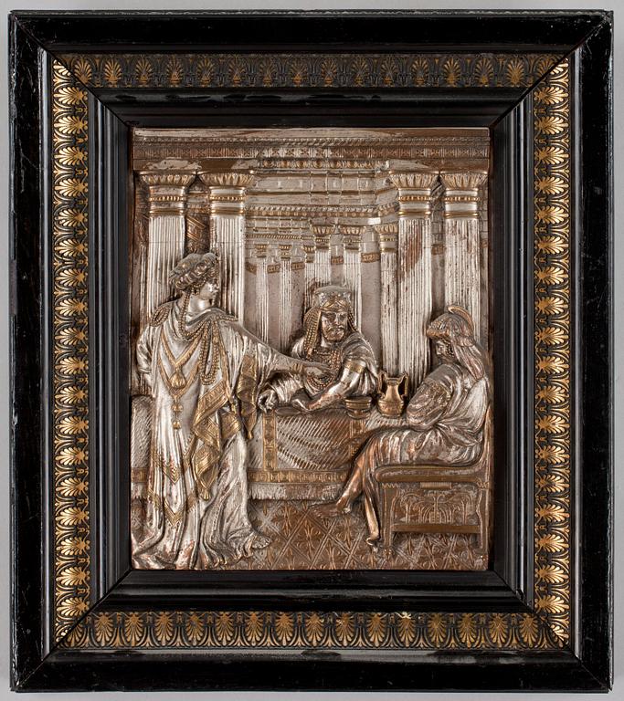 VÄGGRELIEF, försilvrad koppar, 1800-talets slut.