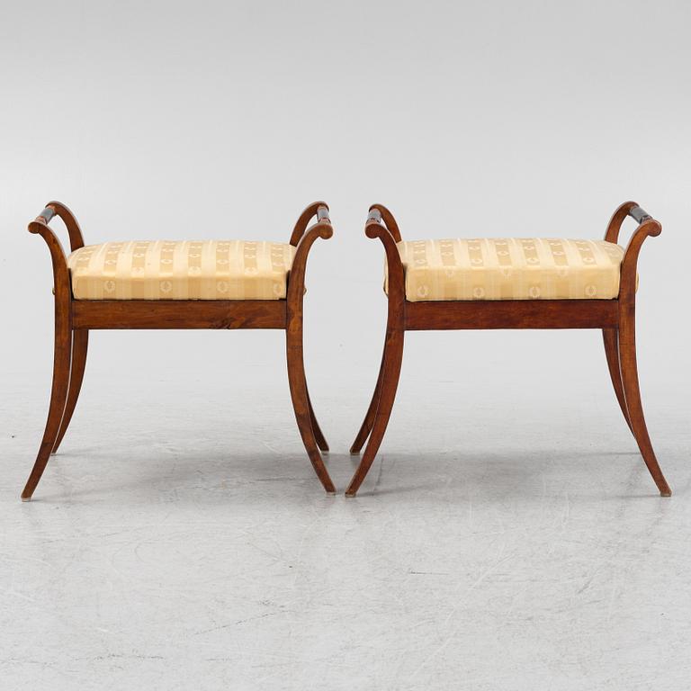 A pair of Swedish Empire stools, first half of the 20th Century.