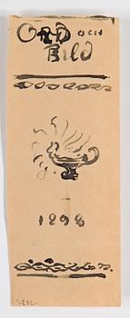 NILS KREUGER, indian ink and pencil on paper (4), two of which signed NK with monogram. Executed in 1898.