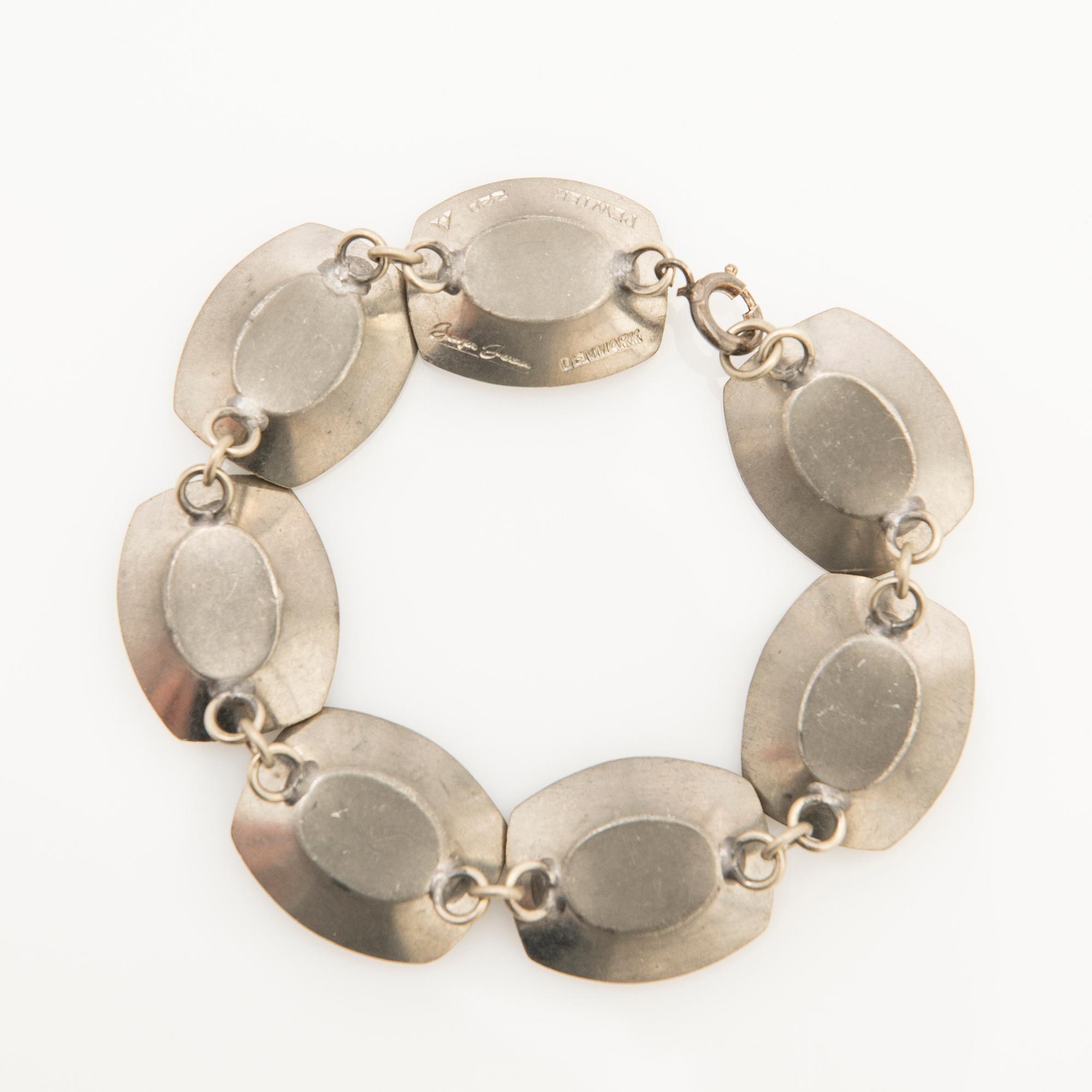 Bracelet, tin with turquoises, Denmark.