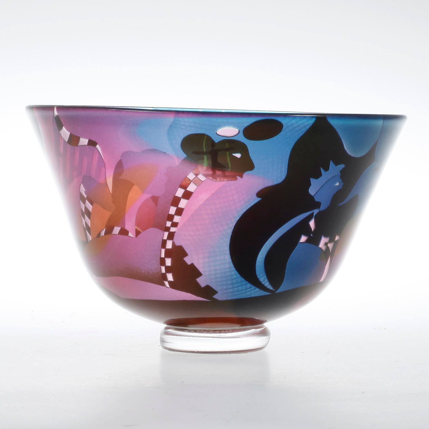 SKÅL, glas, Bertil Vallien, Kosta Boda, 1988 Unik.