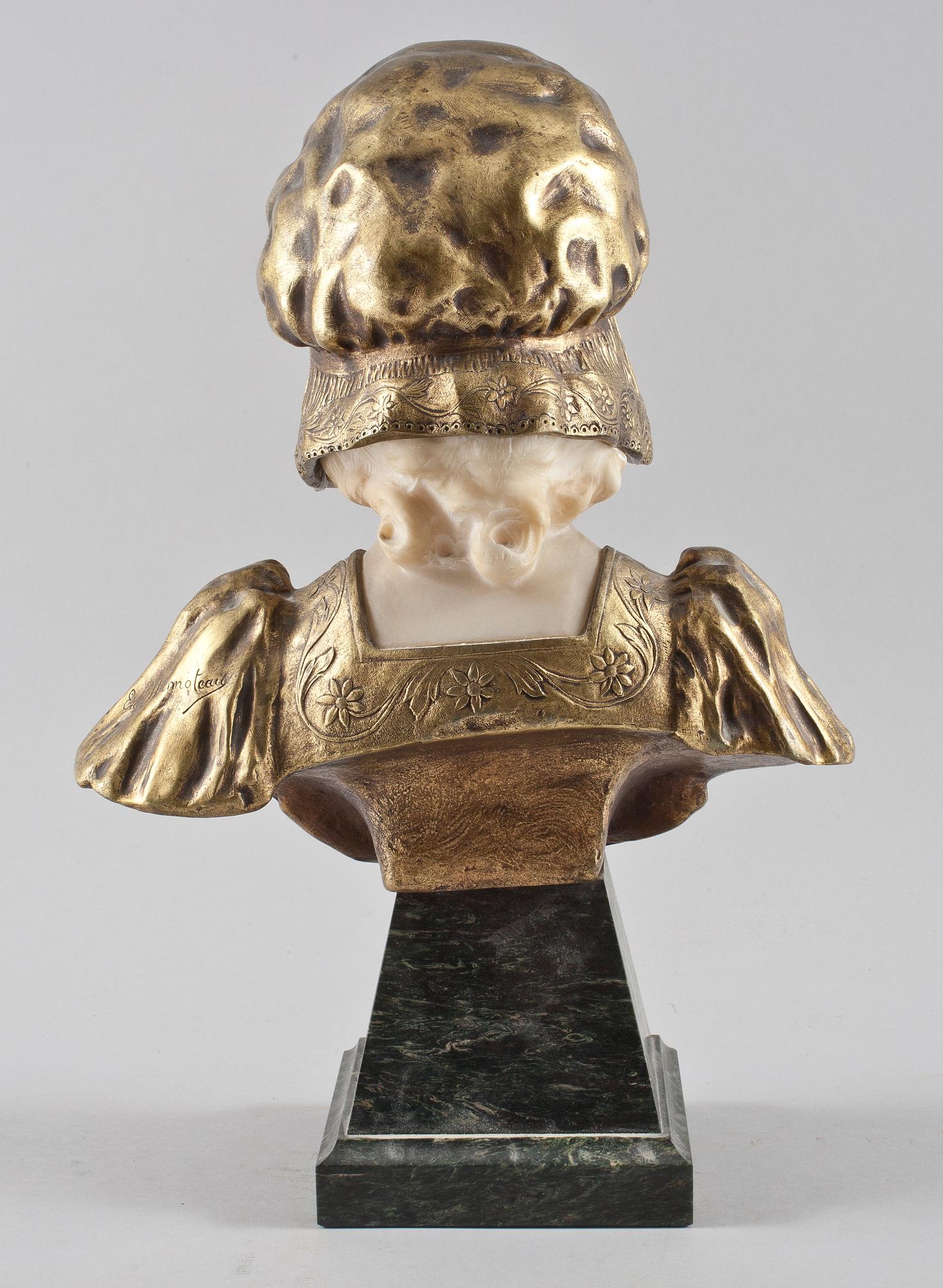 OKÄND KONSTNÄR, skulptur, brons och marmor, jugend, 1900-talets början. Bär sign Eug Hannoteau.