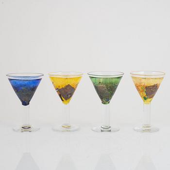 Bertil Vallien, 10 cocktail glasses, "Satellite", Kosta Boda.