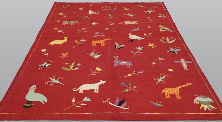 Rug, Kelim, hand-embroidered, approx. 236 x 167 cm.