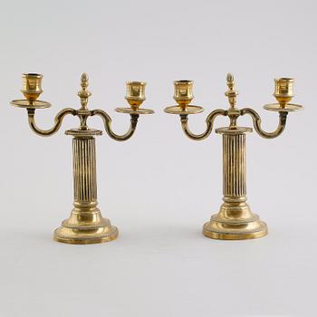 KANDELABRAR, 1 par, mässing, 1800-tal.