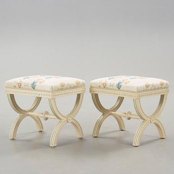A pair of painted late gustavian stools by Ephraim Ståhl(active 1794-1820).
