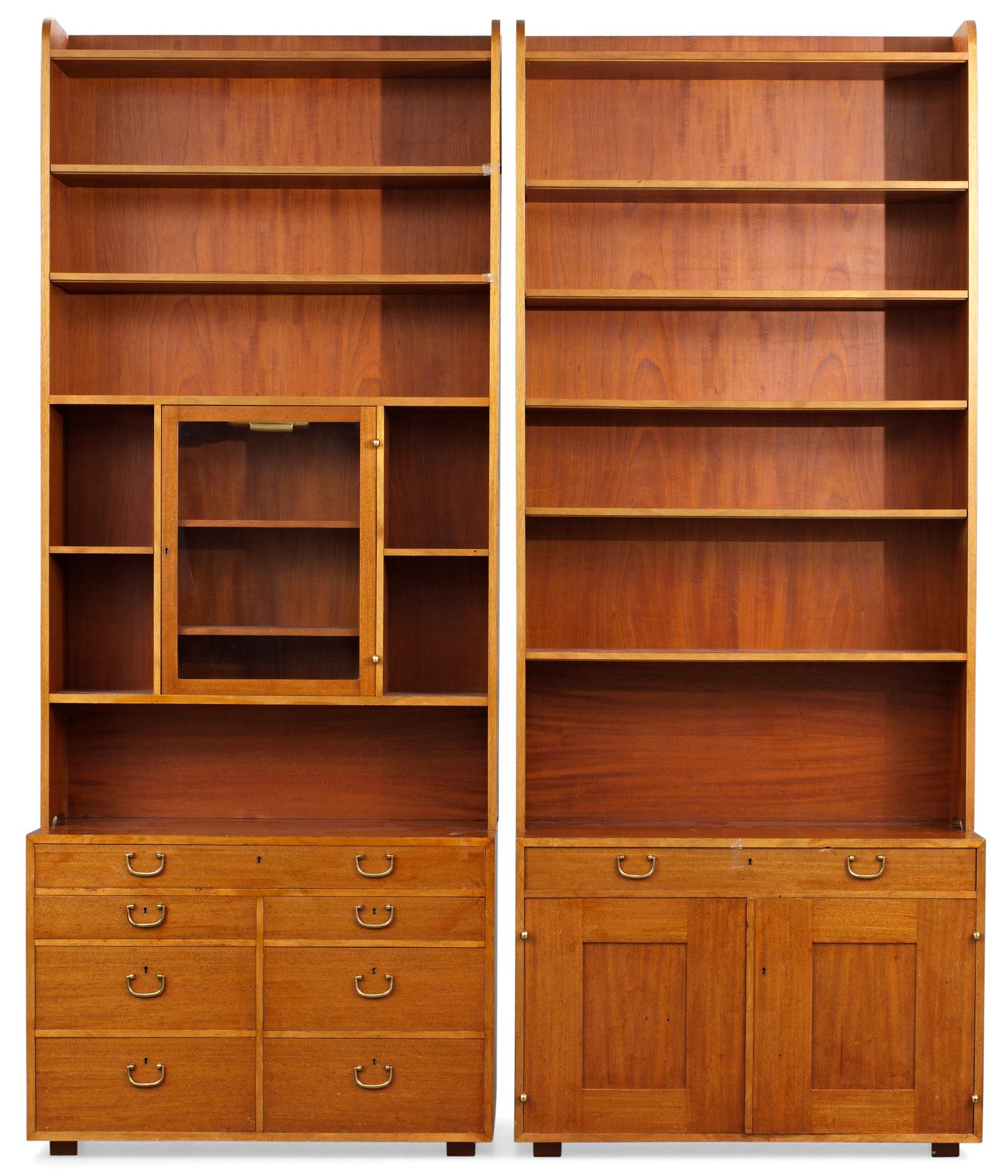 Four sections of Josef Frank mahogany book shelves by Firma Svenskt Tenn.