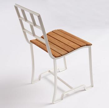 Carl Hörvik, a set of six white lacquered garden chairs for 'Stadshotellet Båstad' or 'Restaurant Lindgården', ca 1927-29.