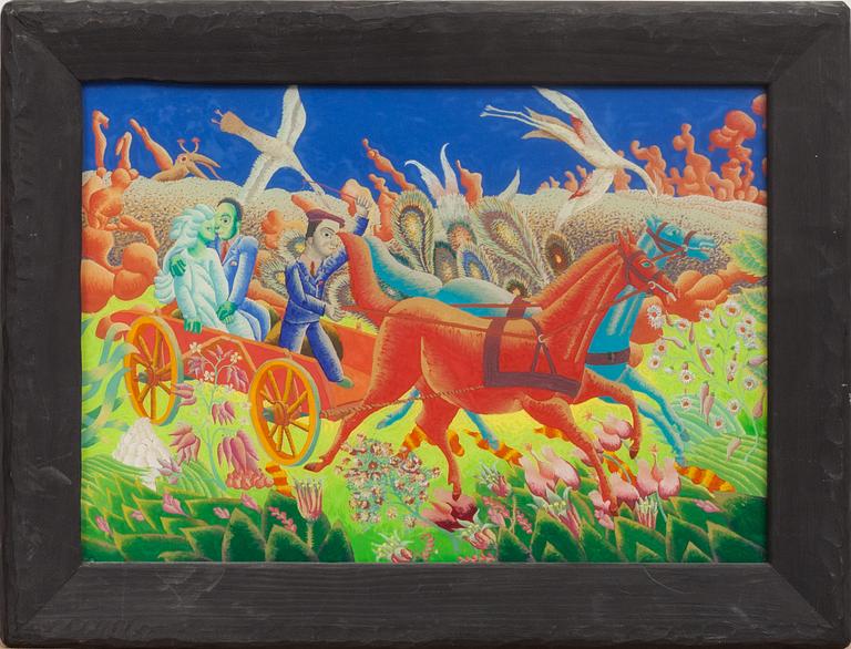 JAN SKOCZYLAS, glasmålning, a tergo signerad.