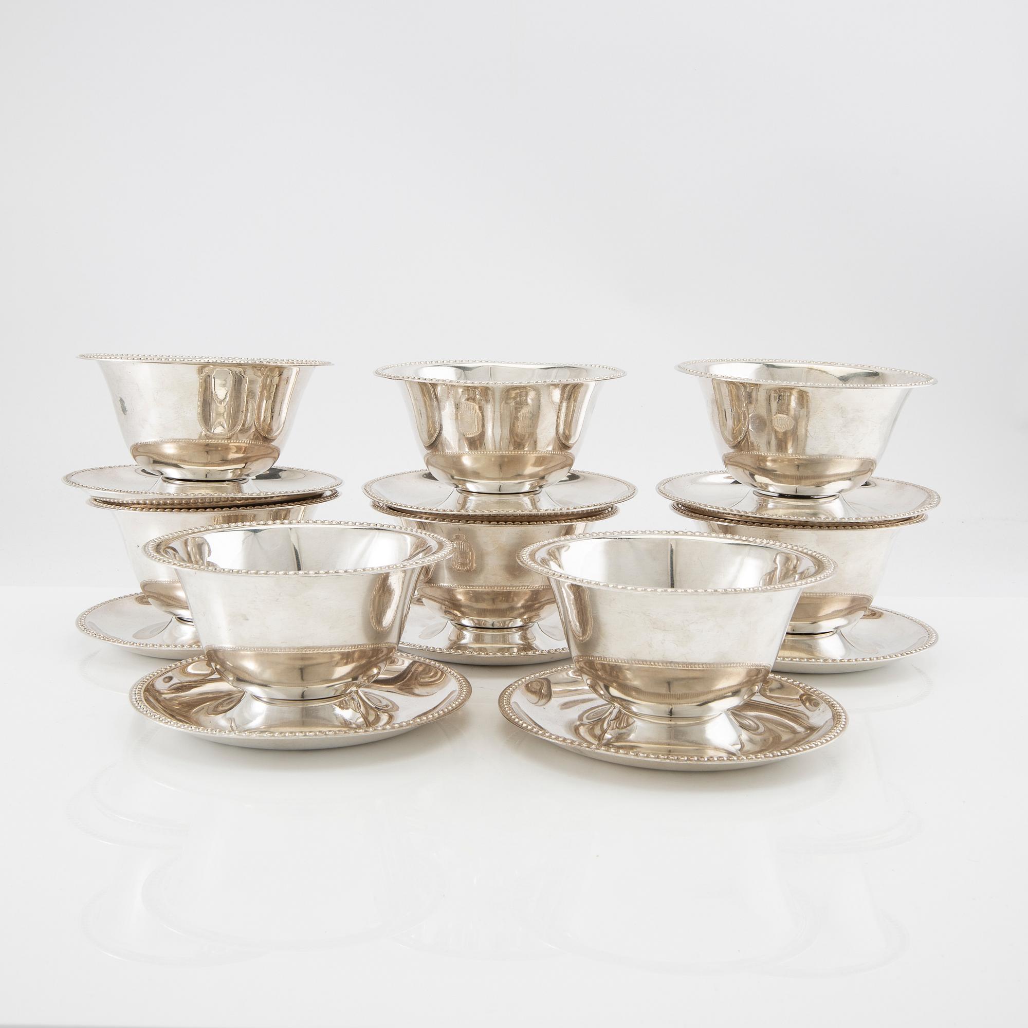 Sauce bowls 8 pcs Hejl & Co Denmark sterling silver.